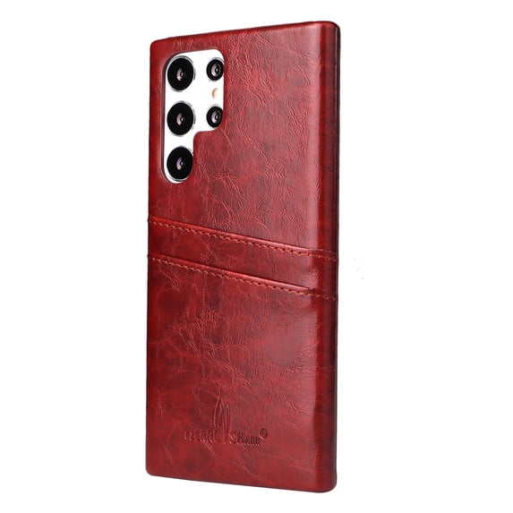 Nalacover Case for Samsung Galaxy S23 Ultra, Vintage Oil Wax Pattern PU Leather Back Card Slots Holder Cover Rugged PC Anti-Scratches Shockproof Protective Slim Fit Lightweight Case, Brown