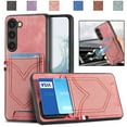 thumbnail image 1 of Nalacover Case for Samsung Galaxy S24 Back Card Slots Wallet Case, Vintage Denim Pattern PU Leather Magnet Car Mount Cover, Full Edge Protection Anti-Drop Shockproof Case, Pink, 1 of 9