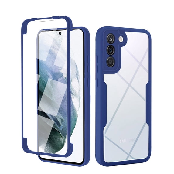 Nalacover Case for Samsung Galaxy S24 Clear Phone Case with Built-in Screen Protector, Dual-Layers Acrylic + TPU Shockproof Non-Yellowing Lens Protection Cover, Blue