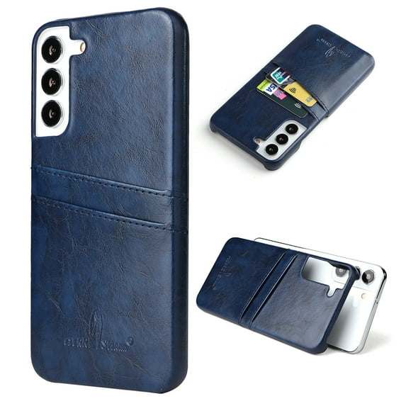 Nalacover Case for Samsung Galaxy S24 Plus Back Card Slots Holder Case, Vintage Oil Wax Pattern PU Leather Cover Rugged PC Anti-Scratches Shockproof Protective Slim Lightweight Case, Blue