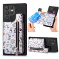 thumbnail image 1 of Nalacover Case for Samsung Galaxy S25 Ultra Wallet Case with Card Slots Zipper Pocket, Floral Pattern PU Leather Flip Kickstand Cover for Women Girls, RFID Blocking Shockproof Case, Black, 1 of 9
