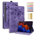 thumbnail image 1 of Nalacover Case for Samsung Galaxy Tab S8 Ultra 14.6" 2022, Flower Embossed Pattern PU Leather Flip Cover with Card Slots Holder Auto Wake/Sleep Kickstand TPU Shockproof Case, Purple, 1 of 6