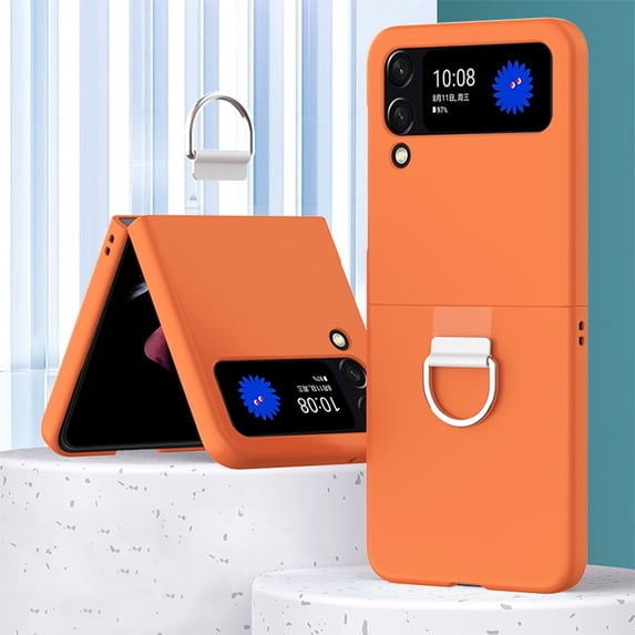 Nalacover Case for Samsung Galaxy Z Flip 4 Slim Case with Ring, Hard PC & Comfortable Skin Feel, Anti-Drop Non-Slip Full Protection Phone Case Designed for Samsung Galaxy Z Flip 4, Orange
