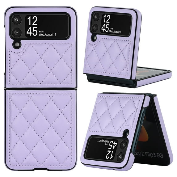 Nalacover Case for Samsung Galaxy Z Flip 4, Slim Women Premium Luxury Elegent Protective Slim PU Leather Shockproof Anti-Scratch Back Phone Cover For Samsung Z Flip 4, Purple
