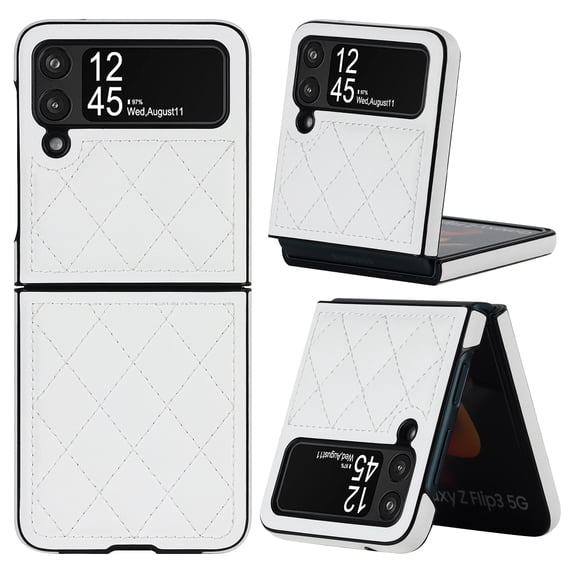 Nalacover Case for Samsung Galaxy Z Flip 4, Slim Women Premium Luxury Elegent Protective Slim PU Leather Shockproof Anti-Scratch Back Phone Cover For Samsung Z Flip 4, White