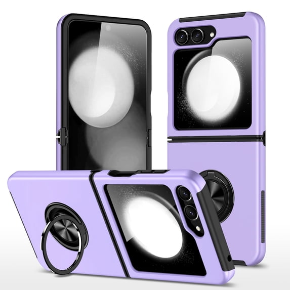 Nalacover Case for Samsung Galaxy Z Flip 6 Magnetic Ring Holder Kickstand Cover, Support Car Mount Rugged Slim Shockproof Lens Protection Phone Case for Samsung Galaxy Z Flip 6, Purple