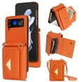 thumbnail image 1 of Nalacover Case for Samsung Galaxy Z Flip3, Crossbody Wallet Case with Card Slots Holder, PU Leather Lanyard Shoulder Strap Shockproof Purse Cover for Samsung Galaxy Z Flip3, Orange, 1 of 10