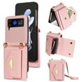 thumbnail image 1 of Nalacover Case for Samsung Galaxy Z Flip4, Crossbody Wallet Case with Card Slots Holder, PU Leather Lanyard Shoulder Strap Shockproof Purse Cover for Samsung Galaxy Z Flip4, Pink, 1 of 10