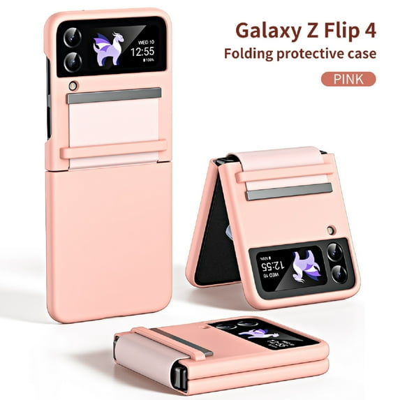 Nalacover Case for Samsung Galaxy Z Flip4 Skin-Friendly Soft Hinge Protection Cover, Plain Full Coverage Shockproof Non-Slip Lens Protection Slim Lightweight Case for Samsung Galaxy Z Flip4,Pink