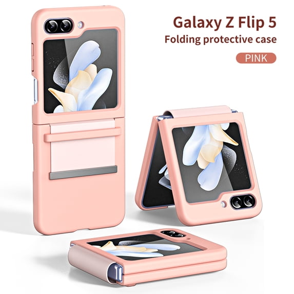 Nalacover Case for Samsung Galaxy Z Flip5 Skin-Friendly Soft Hinge Protection Cover, Plain Full Coverage Shockproof Non-Slip Lens Protection Slim Lightweight Case for Samsung Galaxy Z Flip5,Pink