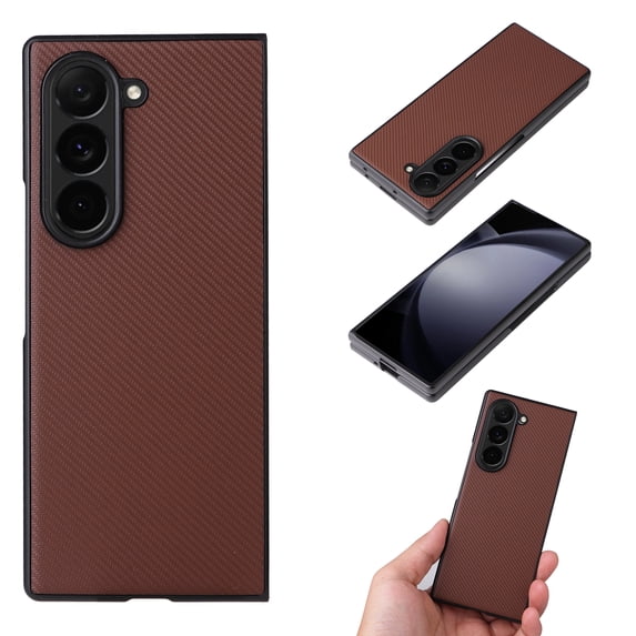 Nalacover Case for Samsung Galaxy Z Fold 7, Carbon Fiber Texture PU Leather TPU Bumper Shockproof Drop Resistant Anti-Scratches Slim Folding Phone Cover for Samsung Galaxy Z Fold 7, Brown