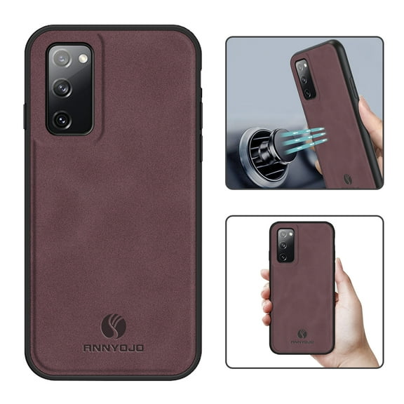 Nalacover Case for Samsung S20 FE,Slim Luxury Premium PU Leather Non-Slip Grip Shockproof Bumper Anti-Scratch [ with Tempered Glass Screen Protector ] Cases for Samsung Galaxy S20 FE, Wine Red