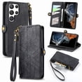 thumbnail image 1 of Nalacover Case for Samsung S21 Ultra, with RFID Blocking Card Slot Holder, Magnetic Flip Folio Purse Case, PU Leather Zipper Handbag with Detachable Lanyard Strap for Samsung Galaxy S21 Ultra, Black, 1 of 12