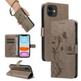 thumbnail image 1 of Nalacover Case Wallet for iPhone 11 with Card Slots, Embossed Pattern PU Leather Phone Case for iPhone 11 Kickstand Flip Cover Detachable Wrist Strap Magnetic Closure Folio Case, Grey, 1 of 11