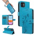 thumbnail image 1 of Nalacover Case Wallet for iPhone 11 with Card Slots, Embossed Pattern PU Leather Phone Case for iPhone 11 Kickstand Flip Cover Detachable Wrist Strap Magnetic Closure Folio Case, Blue, 1 of 11