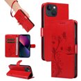 thumbnail image 1 of Nalacover Case Wallet for iPhone 12 Mini with Card Slots, Embossed Pattern PU Leather Phone Case for iPhone 12 Mini Kickstand Flip Cover Detachable Wrist Strap Magnetic Closure Folio Case, Red, 1 of 11