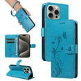 thumbnail image 1 of Nalacover Case Wallet for iPhone 12 Pro Max with Card Slots, Embossed Pattern PU Leather Phone Case for iPhone 12 Pro Max Kickstand Flip Cover Detachable Wrist Strap Magnetic Closure Folio Case, Blue, 1 of 11