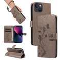 thumbnail image 1 of Nalacover Case Wallet for iPhone 13 Mini with Card Slots, Embossed Pattern PU Leather Phone Case for iPhone 13 Mini Kickstand Flip Cover Detachable Wrist Strap Magnetic Closure Folio Case, Grey, 1 of 11