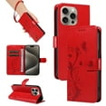 thumbnail image 1 of Nalacover Case Wallet for iPhone 14 Pro Max with Card Slots, Embossed Pattern PU Leather Phone Case for iPhone 14 Pro Max Kickstand Flip Cover Detachable Wrist Strap Magnetic Closure Folio Case, Red, 1 of 11
