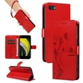 thumbnail image 1 of Nalacover Case Wallet for iPhone 7 / iPhone 8 / iPhone SE 2022 & 2020 with Card Slots, Embossed Pattern PU Leather Phone Case Stand Flip Cover Wrist Strap Magnetic Closure Folio Case, Red, 1 of 11