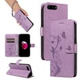 thumbnail image 1 of Nalacover Case Wallet for iPhone 8 Plus / iPhone 7 Plus with Card Slots, Embossed Pattern PU Leather Phone Case Kickstand Flip Cover Detachable Wrist Strap Magnetic Closure Folio Case, Purple, 1 of 11