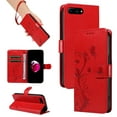 thumbnail image 1 of Nalacover Case Wallet for iPhone 8 Plus / iPhone 7 Plus with Card Slots, Embossed Pattern PU Leather Phone Case Kickstand Flip Cover Detachable Wrist Strap Magnetic Closure Folio Case, Red, 1 of 11