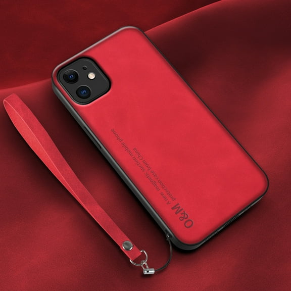 Nalacover Case for iPhone 11, Business Skin-Friendly PU Leather Soft TPU Slim Fit Magnetic Cover with Removable Wrist Hand Strap Support Car Mount Lens Protection Case,Red