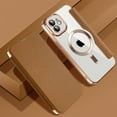 thumbnail image 1 of Nalacover Case for iPhone 11,Compatible with MagSafe Charging,Wallet Cover with RFID Blocking Card Slots,Shockproof PU Leather Magnetic Closure Folio Plating Clear Phone Case,Brown, 1 of 7