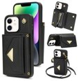 thumbnail image 1 of Nalacover Case for iPhone 11, Crossbody Wallet Case with Card Slots Holder, PU Leather Lanyard Shoulder Strap Purse Cover with Kickstand Shockproof Case for iPhone 11, Black, 1 of 7