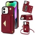 thumbnail image 1 of Nalacover Case for iPhone 11, Crossbody Wallet Case with Card Slots Holder, PU Leather Lanyard Shoulder Strap Purse Cover with Kickstand Shockproof Case for iPhone 11, Red, 1 of 7