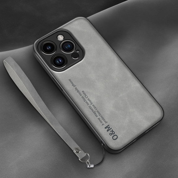 Nalacover Case for iPhone 11 Pro, Business Skin-Friendly PU Leather Soft TPU Slim Fit Magnetic Cover with Removable Wrist Hand Strap Support Car Mount Lens Protection Case,Lightgray