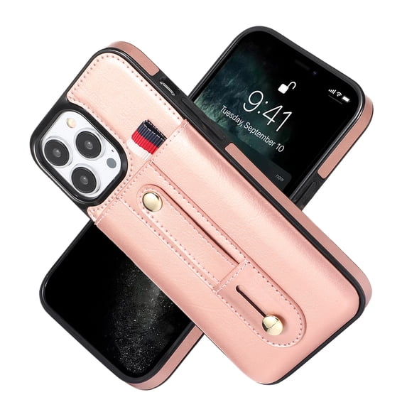 Nalacover Case for iPhone 11 Pro Max Wallet Case Hidden Card Slots Holder, Premium PU Leather Loop Finger Strap TPU Shockproof Lens Protection Cover for iPhone 11 Pro Max, Rosegold