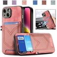 thumbnail image 1 of Nalacover Case for iPhone 13 Back Card Slots Wallet Case, Vintage Denim Pattern PU Leather Magnet Car Mount Cover for iPhone 13, Full Edge Protection Anti-Drop Shockproof Case,Pink, 1 of 9