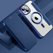 Nalacover Case for iPhone 13,Compatible with MagSafe Charging,Wallet Cover with RFID Blocking Card Slots,Shockproof PU Leather Magnetic Closure Folio Plating Clear Phone Case,Darkblue