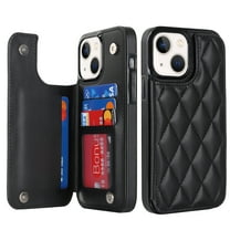 Nalacover Case for iPhone 13 Mini Card Holder Wallet Case, RFID Blocking Luxury PU Leather Fashion Back Flip Cover with Kickstand Magnetic Buttons Shockproof Case for iPhone 13 Mini, Black