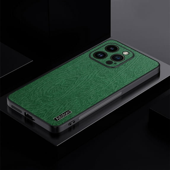 Nalacover Case for iPhone 13 Pro Max, Luxury Bark Pattern PU Leather Soft TPU Hybrid Shockproof Anti-Scratches Cover with Lens Protection Non-Slip Slim Lightweight Case for iPhone 13 Pro Max,Green
