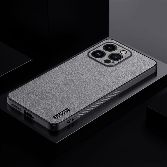 Nalacover Case for iPhone 13 Pro Max, Luxury Bark Pattern PU Leather Soft TPU Hybrid Shockproof Anti-Scratches Cover with Lens Protection Non-Slip Slim Lightweight Case for iPhone 13 Pro Max,Gray