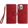 thumbnail image 1 of Nalacover Case for iPhone 13 Pro,Premium PU Leather Magnetic Flip Wallet Case with Card Holder Cash Slot Lanyard Strap Kickstand Function Embossed Pattern Shockproof Phone Cover,Red, 1 of 8