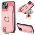 thumbnail image 1 of Nalacover Case for iPhone 13 Wallet Case with Card Holder & Zipper Pocket, 360° Rotation Ring Kickstand Premium PU Leather Cover, Shockproof Magnetic Button Flip Stand Phone Case,Pink, 1 of 9