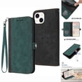thumbnail image 1 of Nalacover Case for iPhone 13 Wallet Case with Detachable Wrist Strap Handbag Luxury PU Leather Flip Case, Magnetic Soft TPU Shockproof Protective Cover with Kickstand Card Slots Case,Darkgreen, 1 of 7