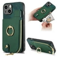 thumbnail image 1 of Nalacover Case for iPhone 13 mini Wallet Case with Card Holder & Zipper Pocket, 360° Rotation Ring Kickstand Premium PU Leather Cover, Shockproof Magnetic Button Flip Stand Phone Case,Green, 1 of 9