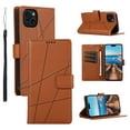 thumbnail image 1 of Nalacover Case for iPhone 14 - Card Holder PU Leather Flip Wallet Cover with Magnetic Clasp Stand Hand Strap, Soft TPU Inner Shockproof Anti-Scratches Case for iPhone 14, Brown, 1 of 10