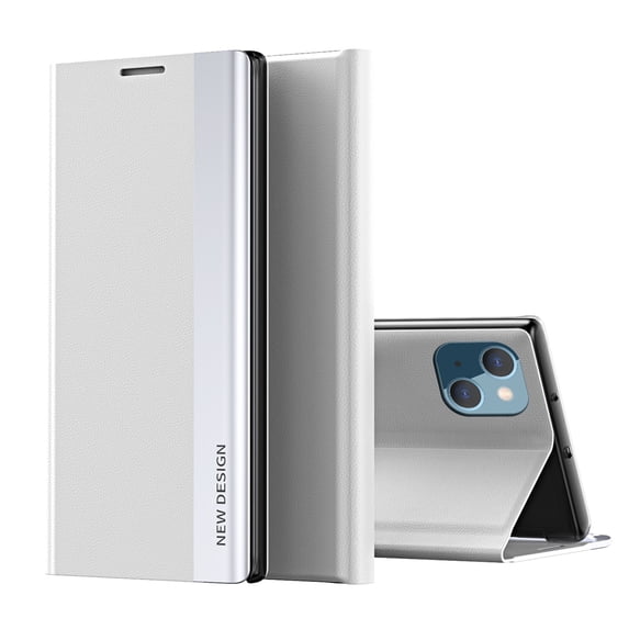 Nalacover Case for iPhone 14, Luxury PU Leather Flip Folio Cover with Bracket Kickstand Magnetic Adsorption Full Body Lens Protection Shockproof Case for iPhone 14, White