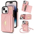 thumbnail image 1 of Nalacover Case for iPhone 14 Plus, Crossbody Wallet Case with Card Slots Holder, PU Leather Lanyard Shoulder Strap Purse Cover with Kickstand Shockproof Case for iPhone 14 Plus, Pink, 1 of 6