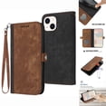 thumbnail image 1 of Nalacover Case for iPhone 14 Plus Wallet Case with Detachable Wrist Strap Handbag Luxury PU Leather Flip Case, Magnetic Soft TPU Shockproof Protective Cover with Kickstand Card Slots Case,Brown, 1 of 7