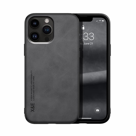 Nalacover Case for iPhone 14, Premium Silky Feel PU Leather Slim Lightweight Soft TPU Anti-Scratches Cover with Magnetic Car Mount Case for iPhone 14, Darkgray