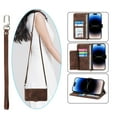 thumbnail image 1 of Nalacover Case for iPhone 14 Pro, PU Leather Wallet Phone Crossbody Flip Case with Credit Card Holder and Shoulder Wrist Strap Magnetic Stand Shockproof Cover For iPhone 14 Pro, Brown, 1 of 16