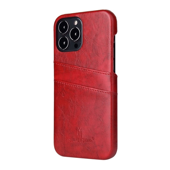 Nalacover Case for iPhone 14 Pro, Vintage Oil Wax Pattern PU Leather Back Card Slots Holder Cover Rugged PC Anti-Scratches Shockproof Protective Slim Fit Lightweight Case,Red