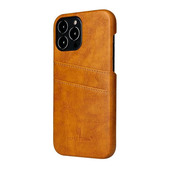 Nalacover Case for iPhone 14 Pro, Vintage Oil Wax Pattern PU Leather Back Card Slots Holder Cover Rugged PC Anti-Scratches Shockproof Protective Slim Fit Lightweight Case,Yellow