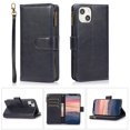 thumbnail image 1 of Nalacover Case for iPhone 14 Zipper Wallet Case, 9 Card Slots Holder Premium PU Leather Wrist Strap Handbag Flip Cover with Kickstand Magnetic Clasp Soft TPU Anti-Drop Case,Blue, 1 of 1